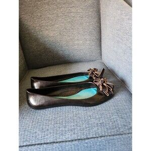 OkaB Black Jelly Flats w/ Bows Size 10